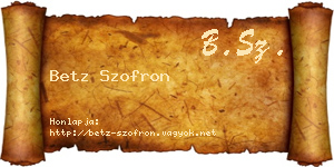 Betz Szofron névjegykártya
